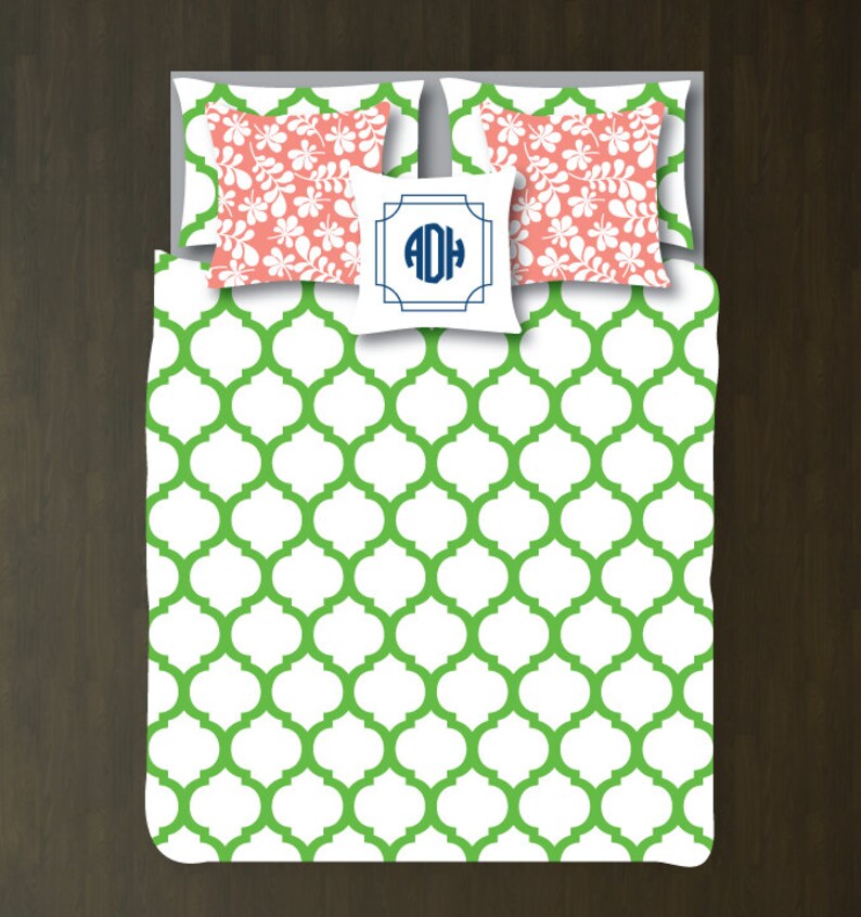 Custom Preppy Quatrefoil Bedding Setduvet Covershamslight Etsy