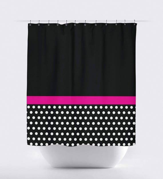 Polka Dot Color Block Shower Curtain Hot Pink Black White - Hot Pink And Grey Shower Curtain