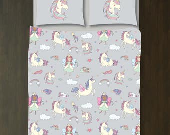 Unicorn Bedding Set Duvet Cover Shams 