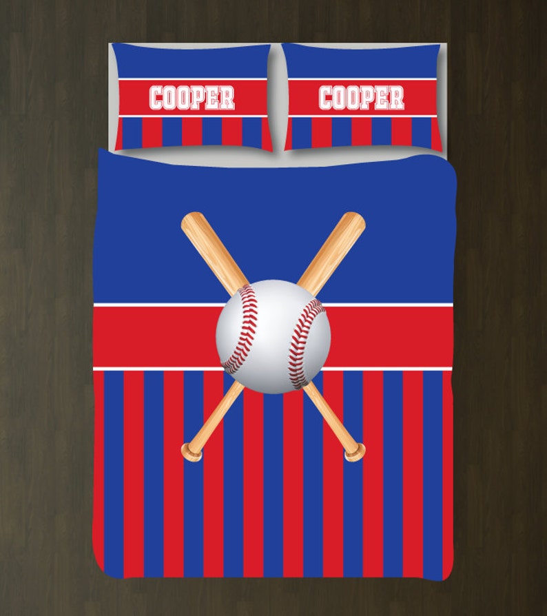 Baseball Bedding Set for Boys Custom Duvet Cover Shams Etsy