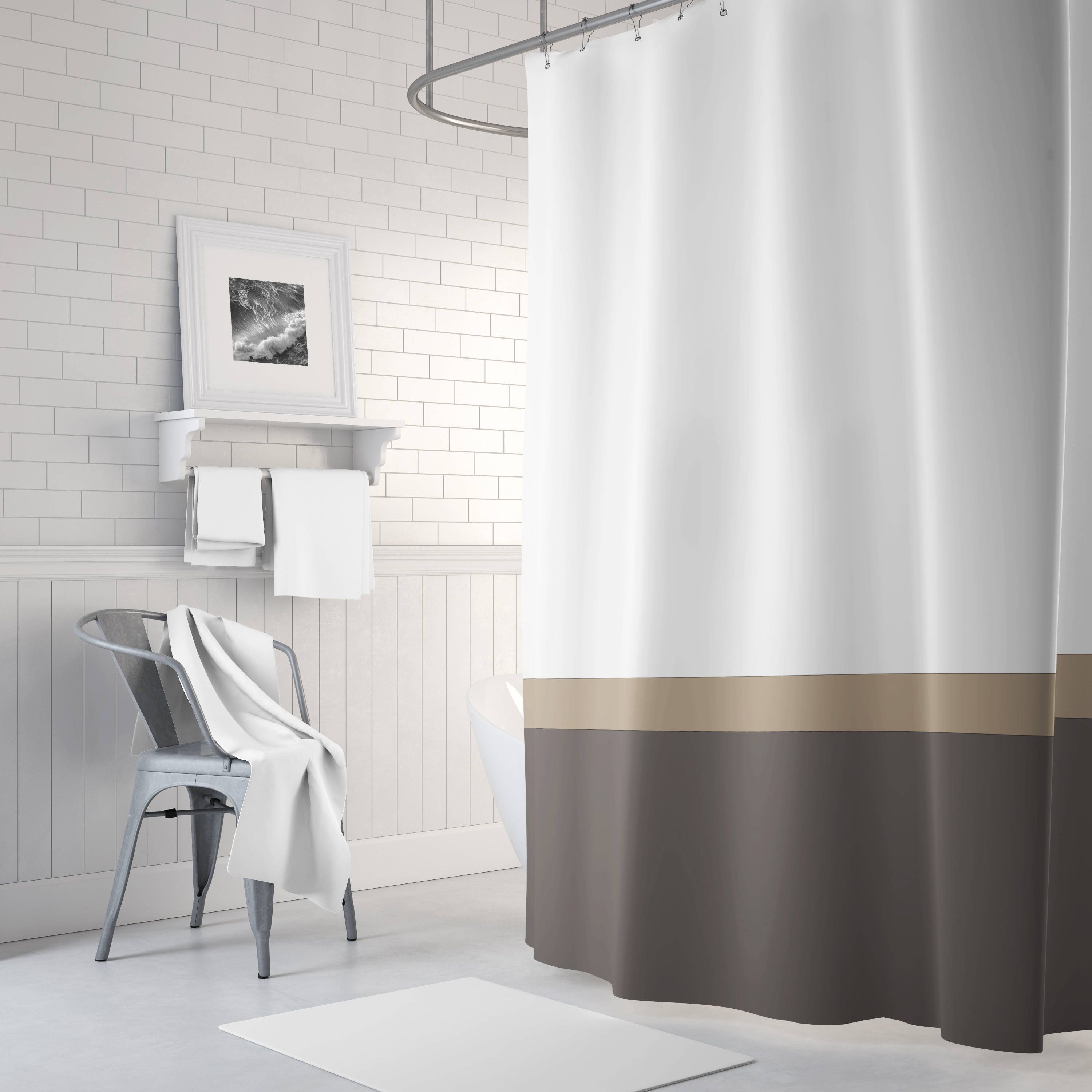 Color Block Shower Curtain Tan Brown White Or Any Colors Etsy Color Block Shower Curtain Tan Brown White Or Any Colors Etsy