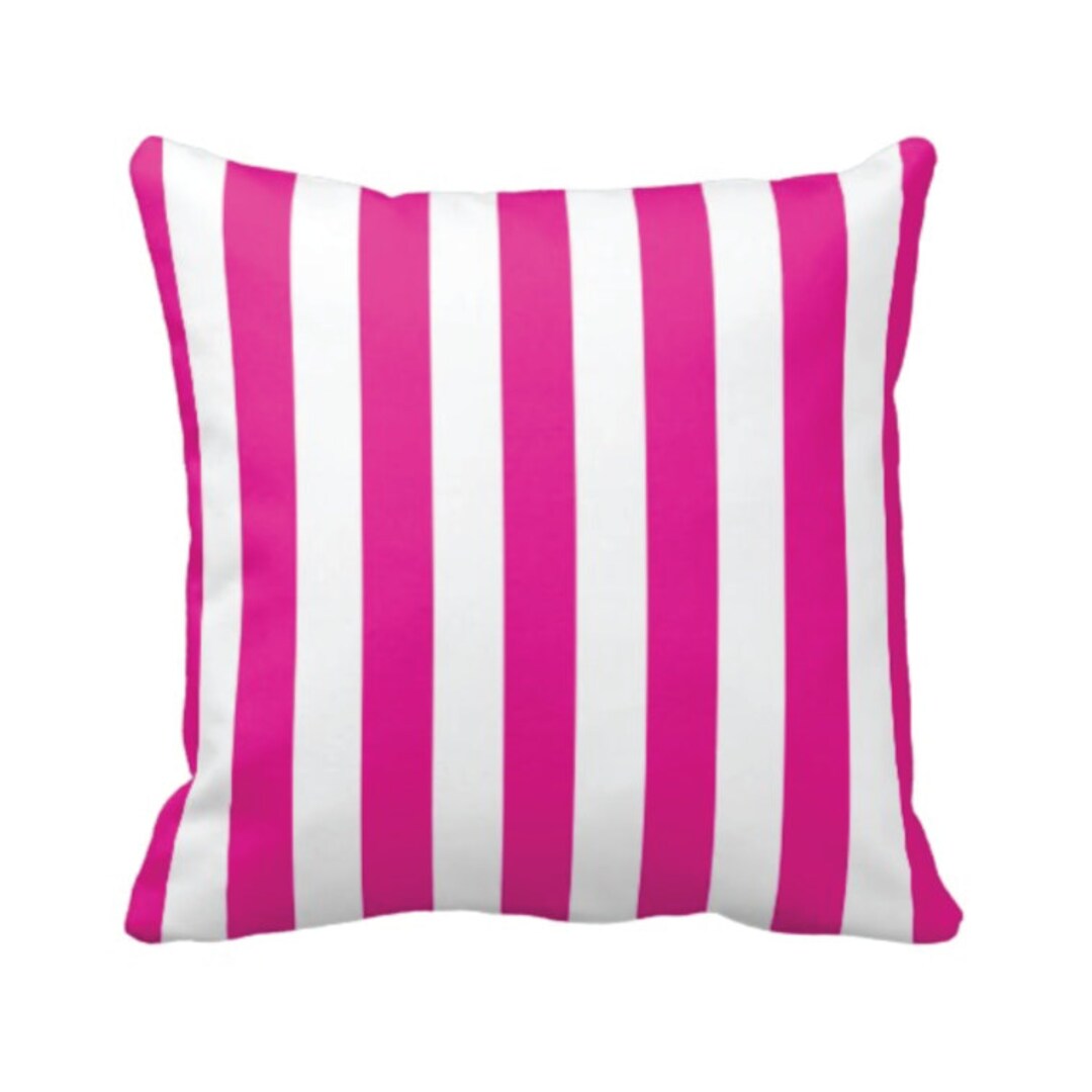 Vertical Striped Throw Pillow Cover & Inserthot Pinkwhite Etsy