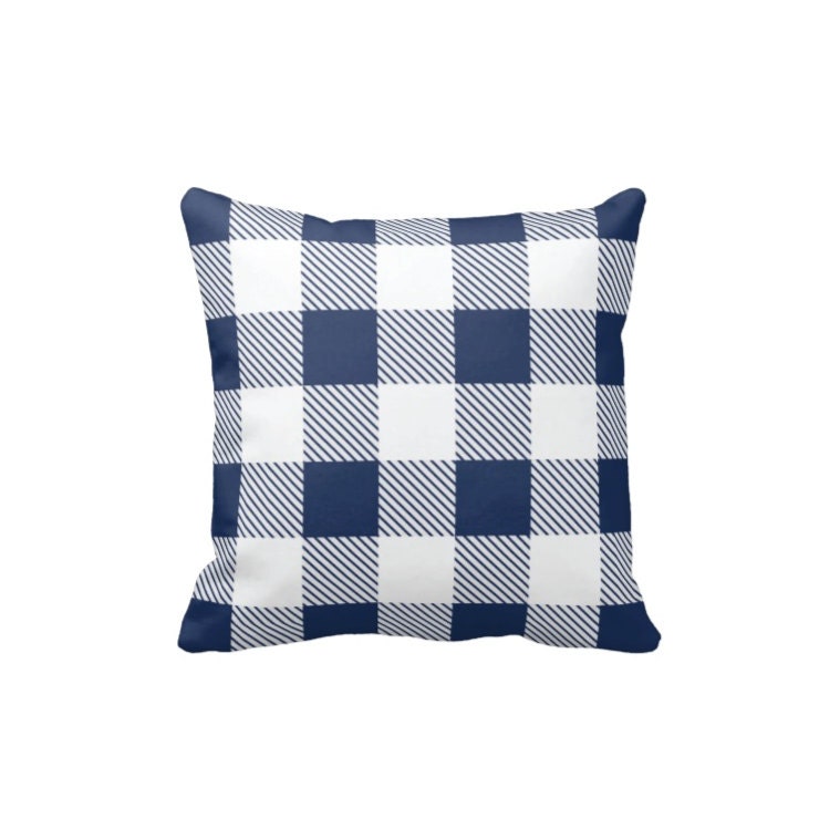 Navy Blue and White Buffalo Check Pillow Cover & Insert Etsy