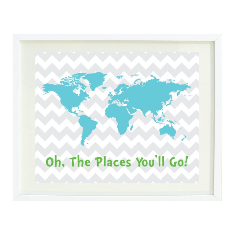 oh the places youll go quote art print 11x14 chevron etsy