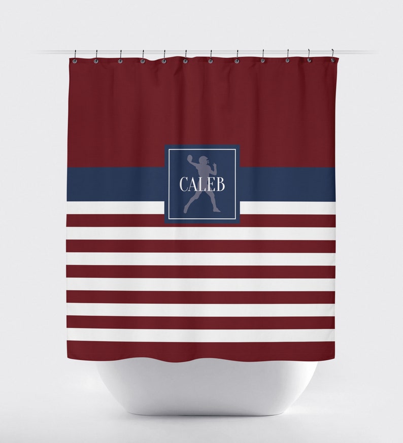 Boy's Football Shower Curtain Custom Football Bathroom Etsy