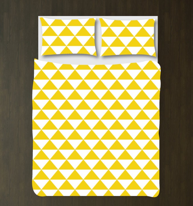 Custom Geometric Triangle Bedding SetDuvet CoverShamsYellow Etsy
