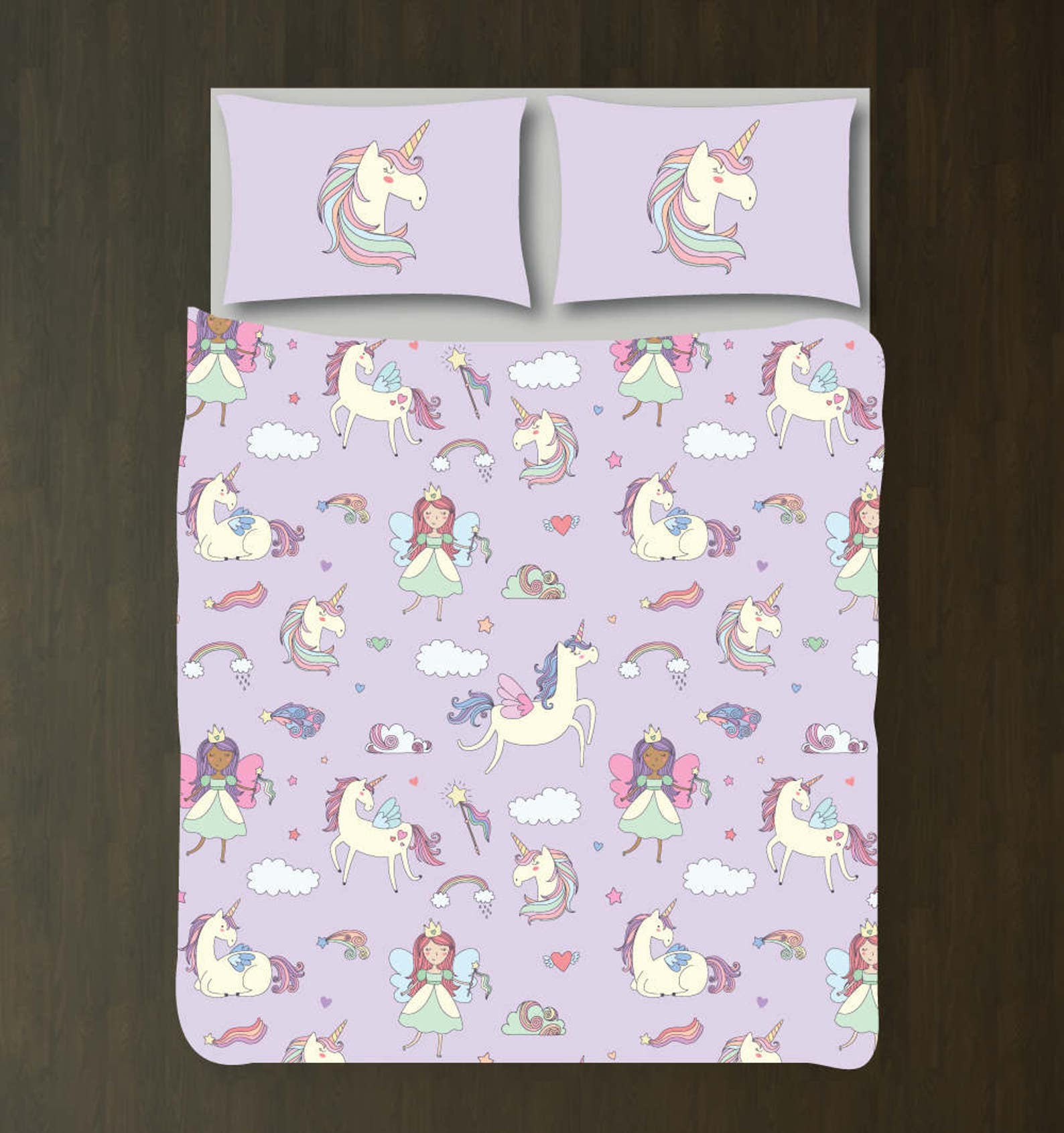 Unicorn Bedding Set Duvet Cover Shams Purple Daybed Etsy