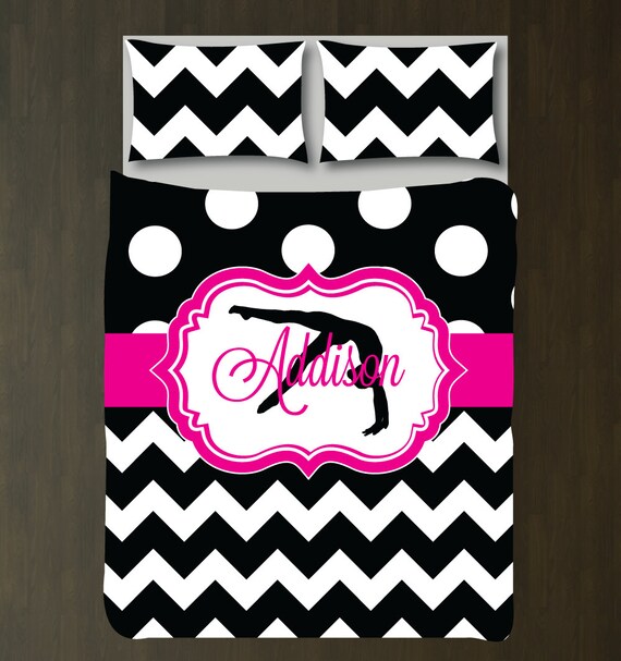 Gymnastics Bedding Set Chevron Polka Dot Duvet Cover Image 0