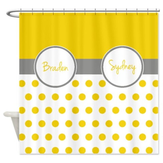 Polka Dot Shower Curtain W Two Names Personalized Shared Etsy