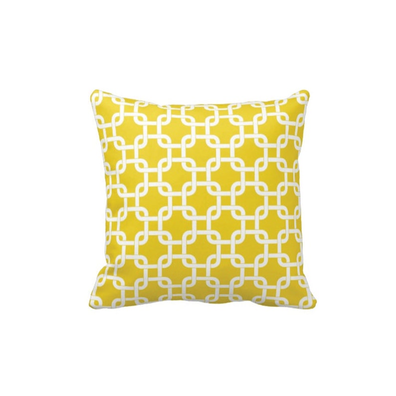 Custom Chain Link Throw Pillow /& Cover-Yellow-White OR Customize with ANY Colors-14x14-16x16-18x18-20x20-14x20-26x26-Chainlink
