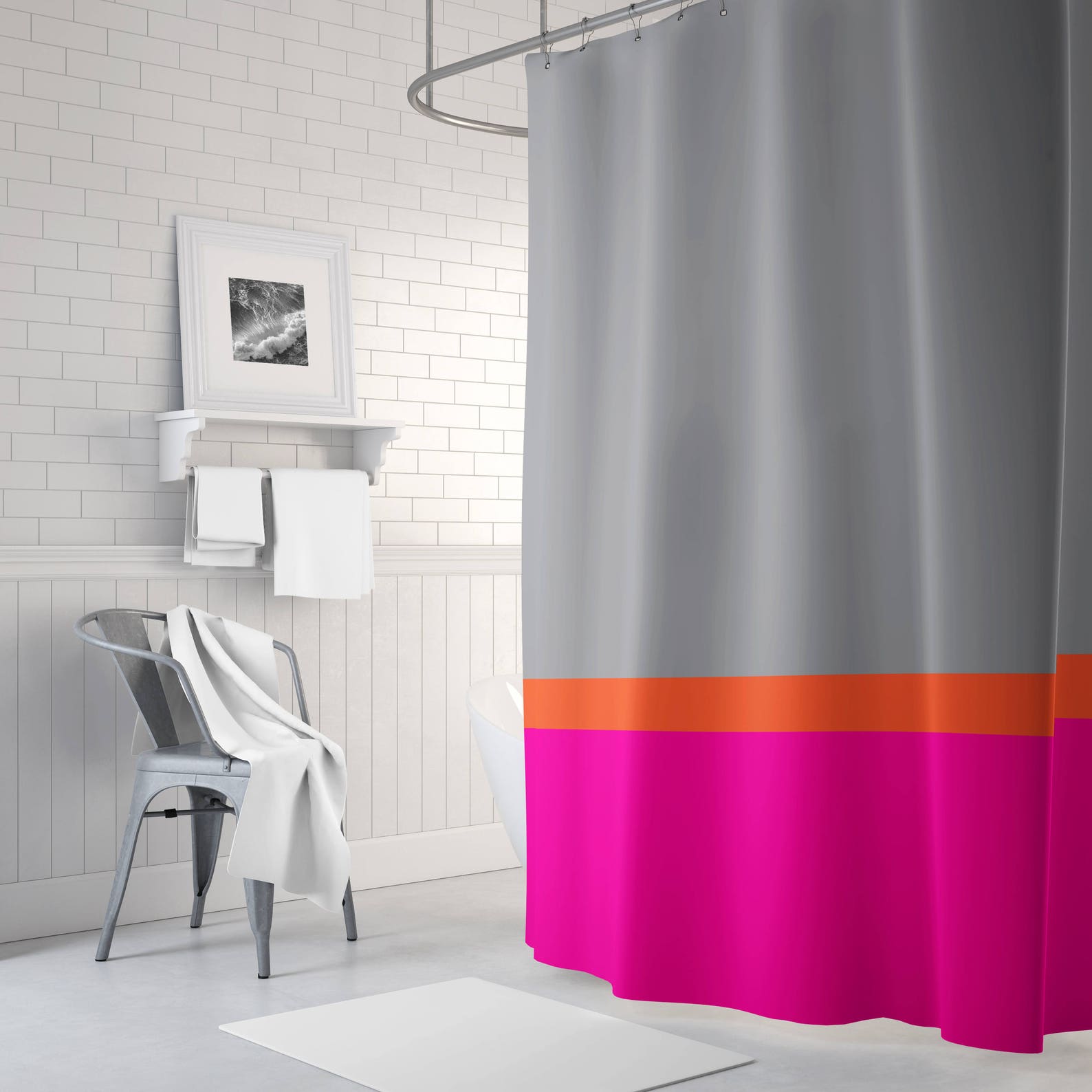 Color Block Shower Curtain Grey White Navy Blue OR ANY Etsy