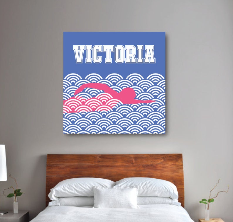 Girl's Swimming CANVAS Swimmer Wall Art Swim Bedroom Etsy