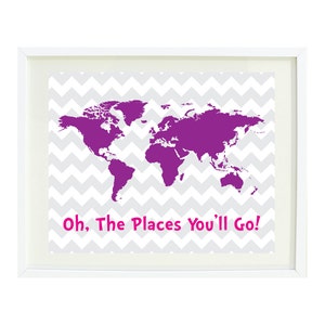 oh the places youll go quote art print 11x14 chevron etsy