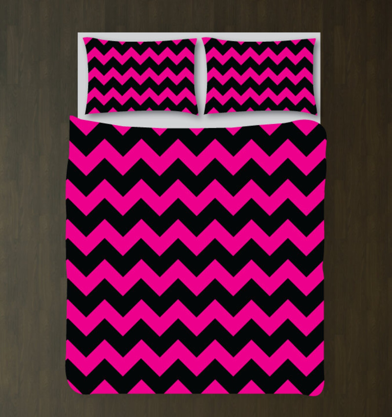 Custom Dazzling Blackhot Pink Duvet Cover Bedding Etsy