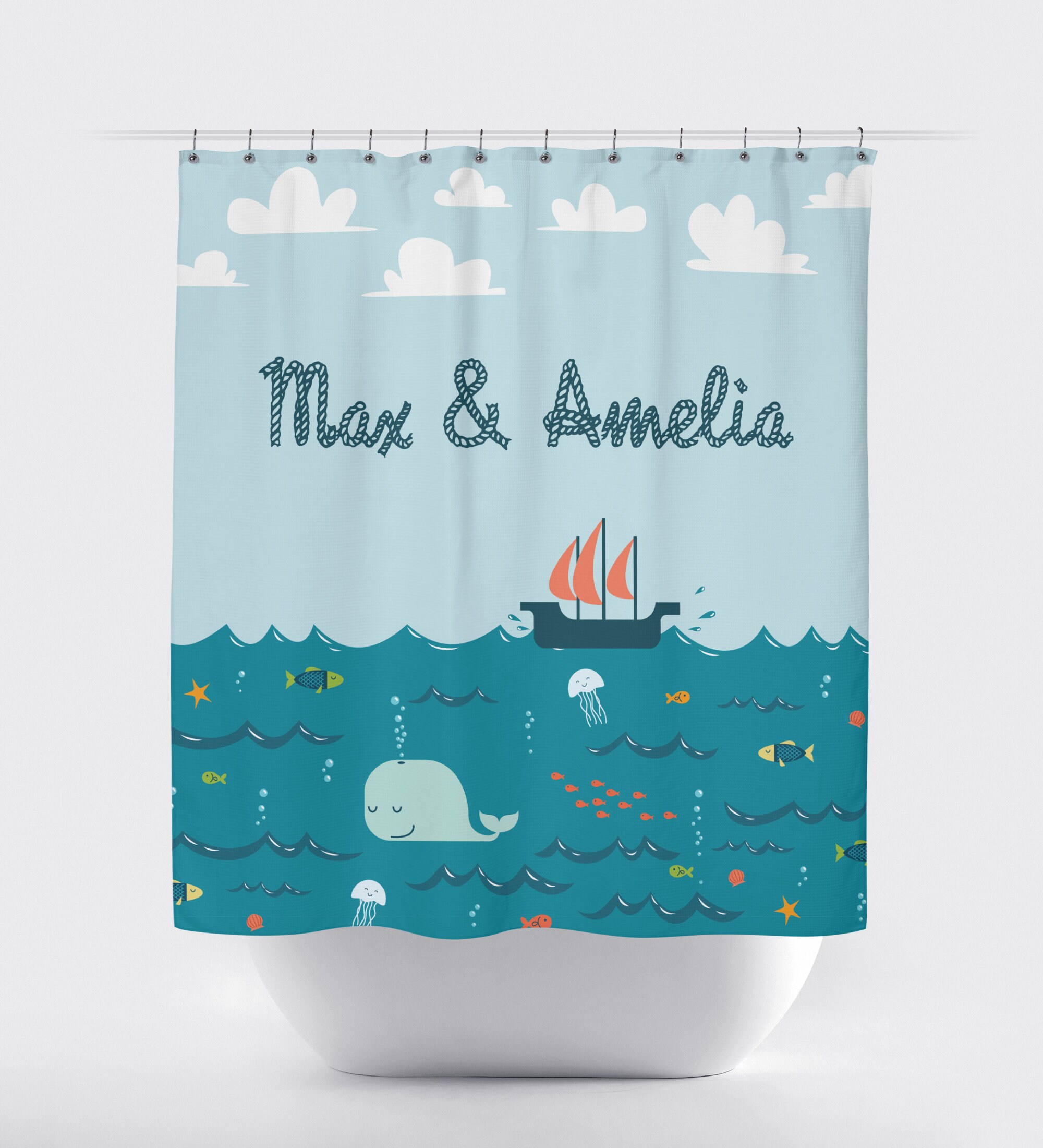 Nautische Dusche Vorhang Nautische Dekor Kinder Badezimmer | Etsy