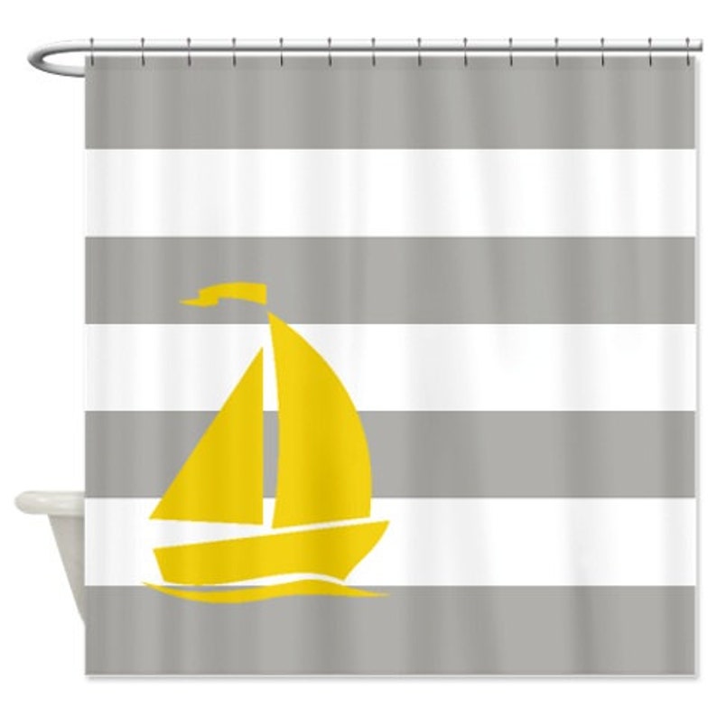 Nautical Shower Curtainnavy Blue and White Stripesaqua Etsy