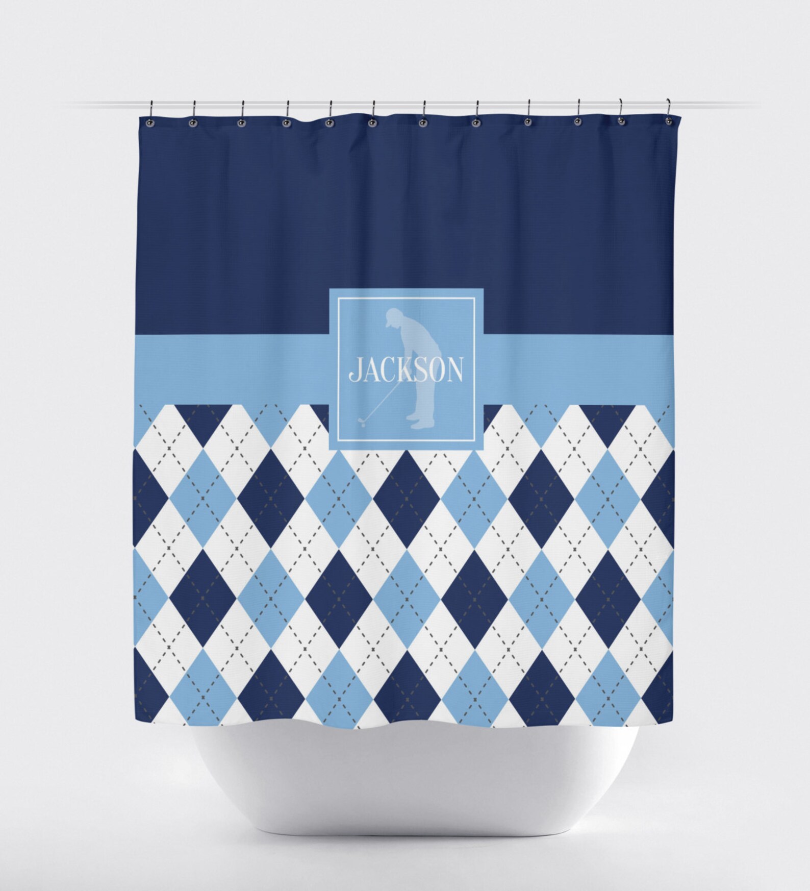 Argyle Golf Shower Curtain for Boys Monogrammed Name Preppy Etsy