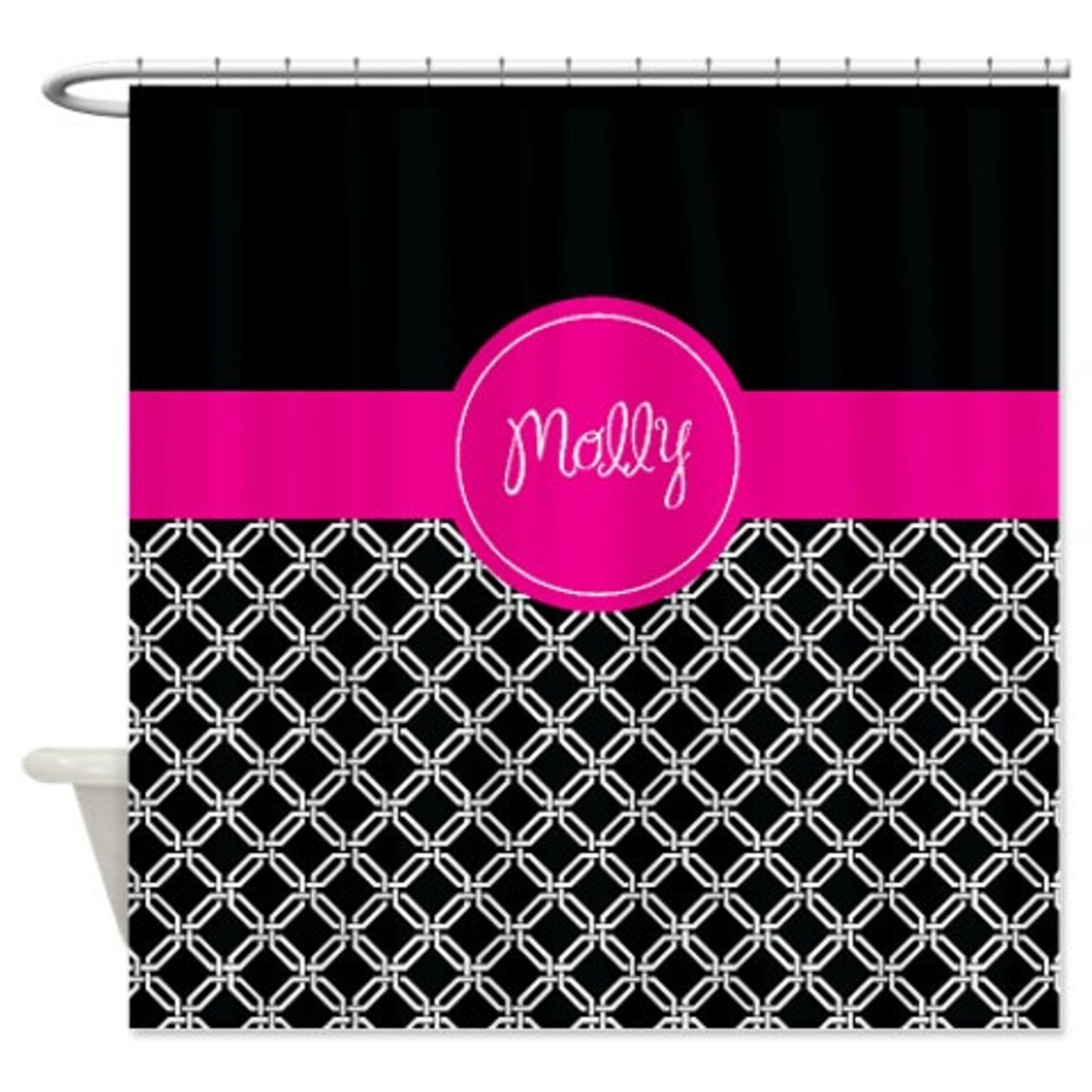 Custom Octagon Chain Link Shower Curtainmonogrammed Namenavy Etsy