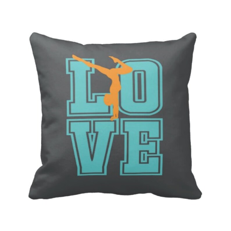 Gymnastics Throw Pillow & Cover Custom LOVE Gymnast Etsy
