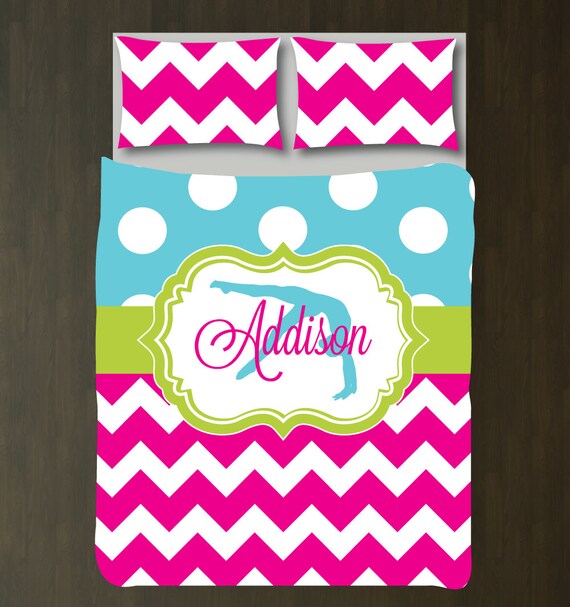 Gymnastics Bedding Set Chevron Polka Dot Duvet Cover Image 0