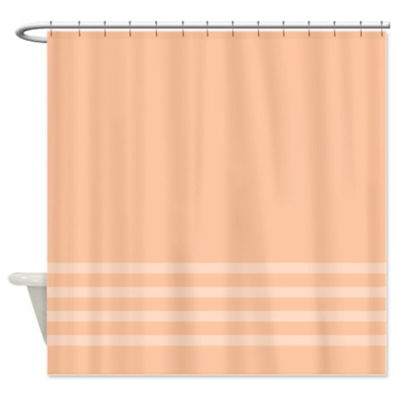 Striped Shower Curtainpeach With Light Peach Etsy