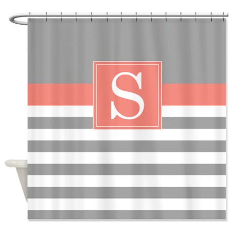 Custom Striped Shower Curtainpersonalized W/monogram Etsy