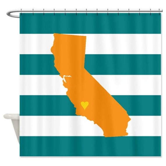 Custom State Map Striped Shower Curtain California Or Any Etsy