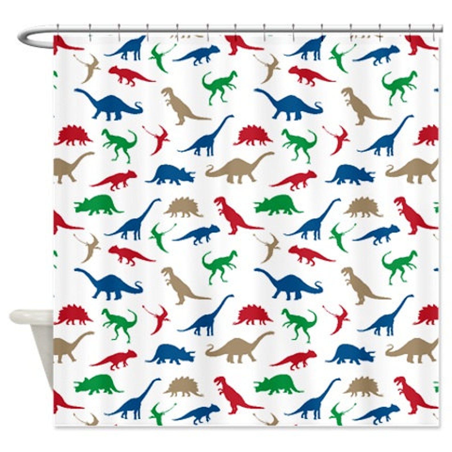 Custom Dinosaur Shower Curtainaqua Bluehot Pinkgreybright Etsy