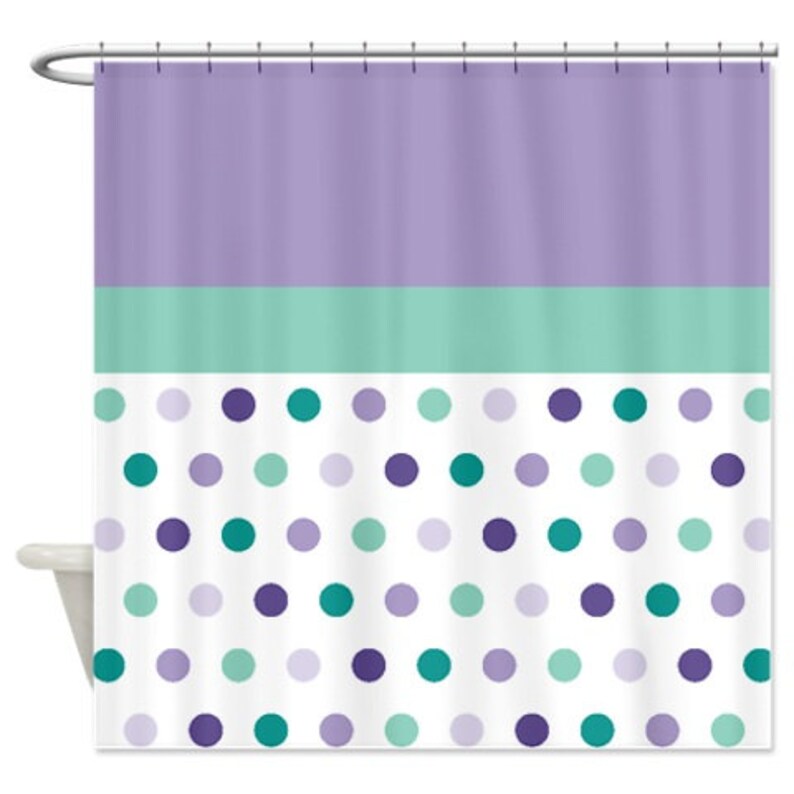 Polka Dot Shower Curtain Custom Seafoam Lavender Purple Polka Dot Shower Curtain Custom Seafoam Lavender Purple Image 0