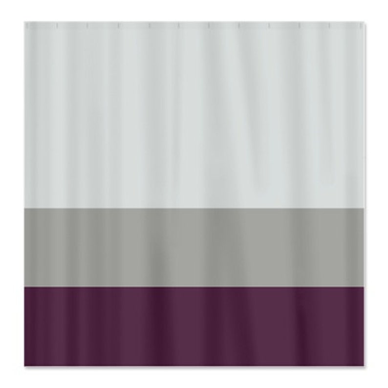 Custom Color Block Shower Curtain Light Tan Grey And Eggplant Or Choose Colors Standard Extra Long Sizes Available