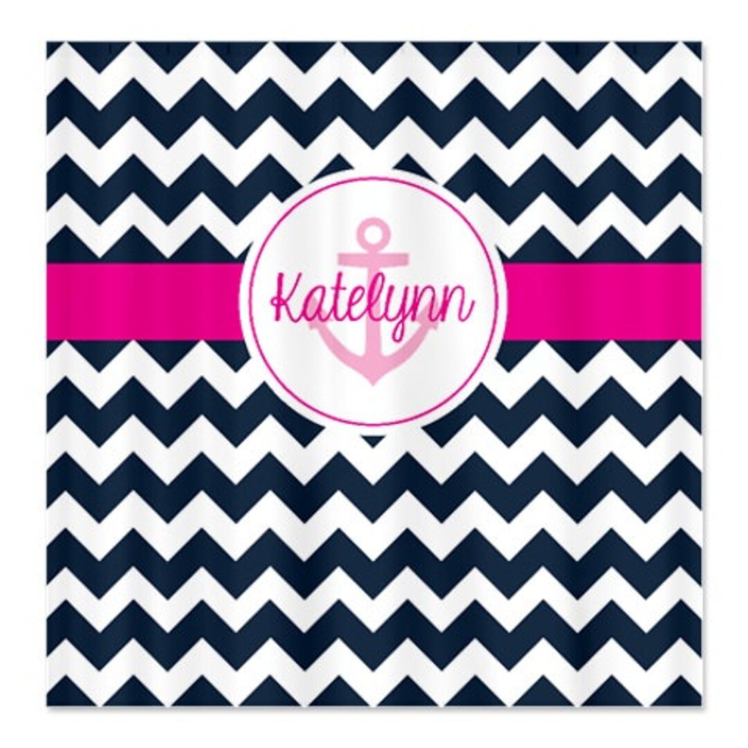 Custom Chevron Anchor Shower Curtain With Etsy