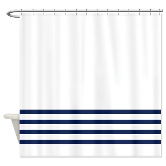 Striped Shower Curtain White With Navy, Navy And White Shower Curtain Extra Long