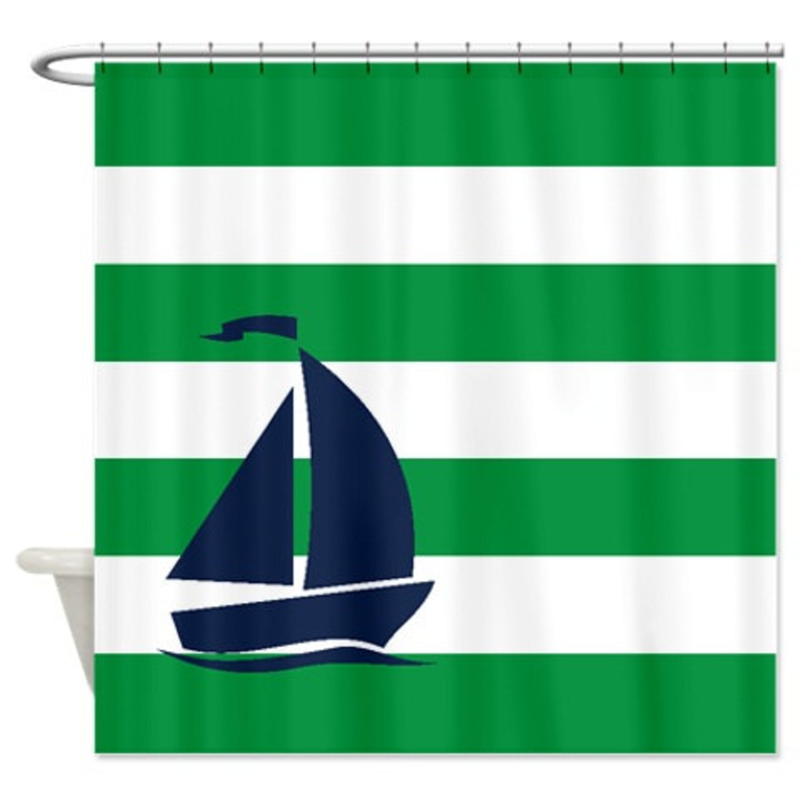 Nautical Shower Curtainyellow and White Stripesmonaco Blue Etsy