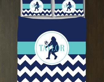 Monogrammed Name Grey Girl/'s Chevron Bedding Set King Size Aqua Volleyball Duvet Cover ANY Color White TwinTwin XL FullQueen