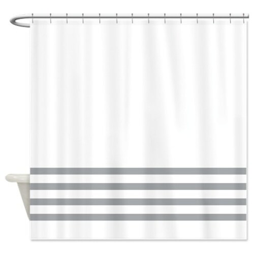 Striped Shower Curtain White With Grey Stripes Or Customize Striped Shower Curtain White With Grey, Black Grey And White Shower Curtain Striped