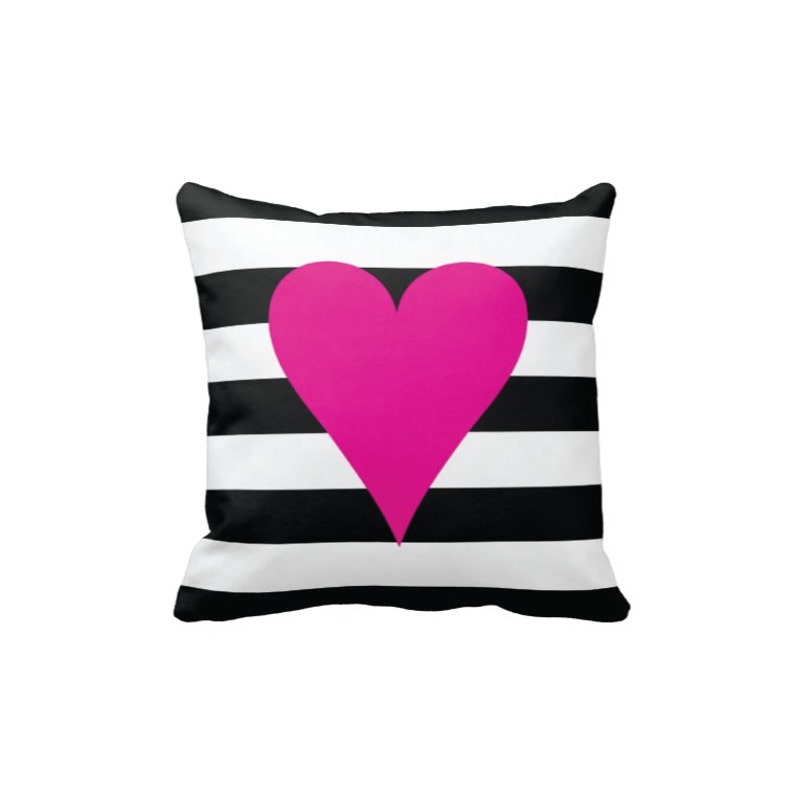 Preppy Thick Striped Heart Throw Pillow & Etsy