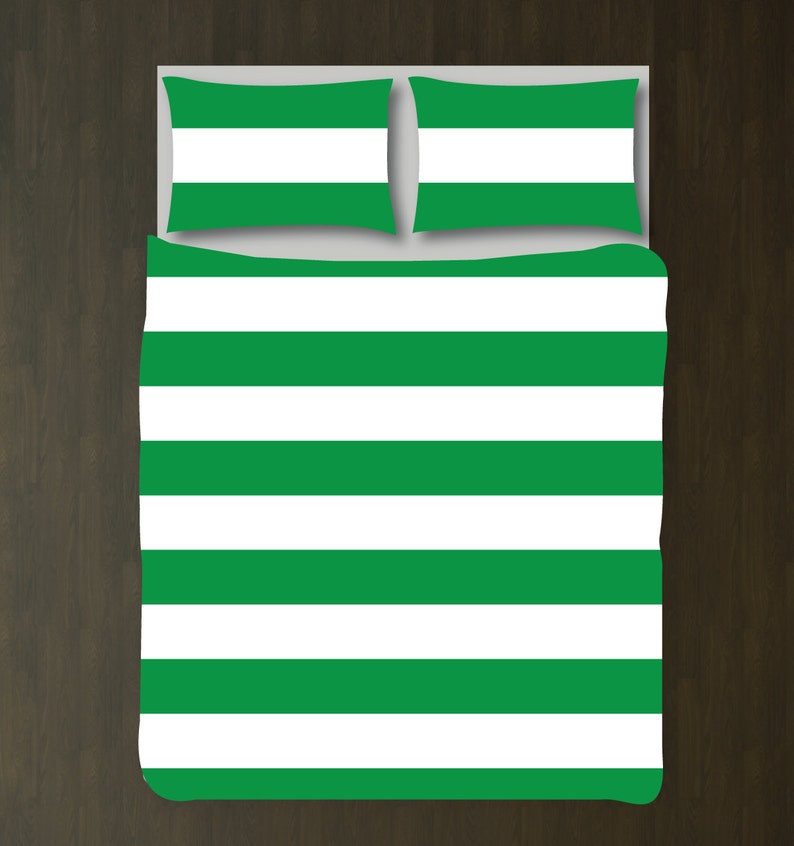 Custom Rugby Striped Duvet Bedding Set Green And White Customize Colors You Want Daybed Twin Xl Full Queen King Preppy Home Decor Size