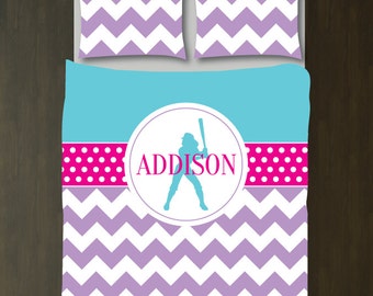 Monogrammed Name Grey Girl/'s Chevron Bedding Set King Size Aqua Volleyball Duvet Cover ANY Color White TwinTwin XL FullQueen