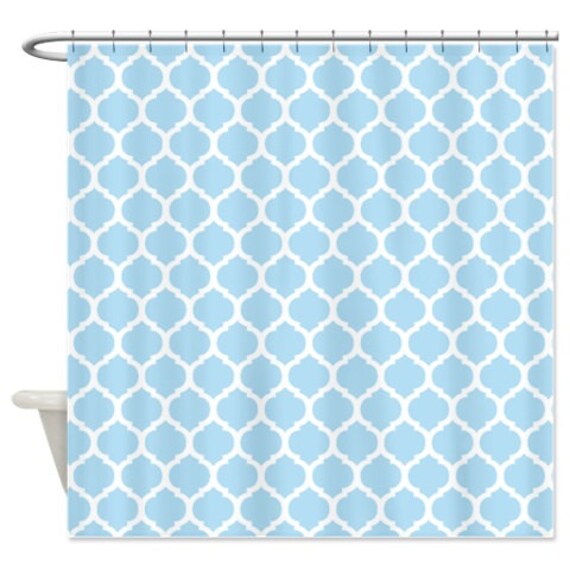 Custom Quatrefoil Shower Curtainlight Blue and White Etsy