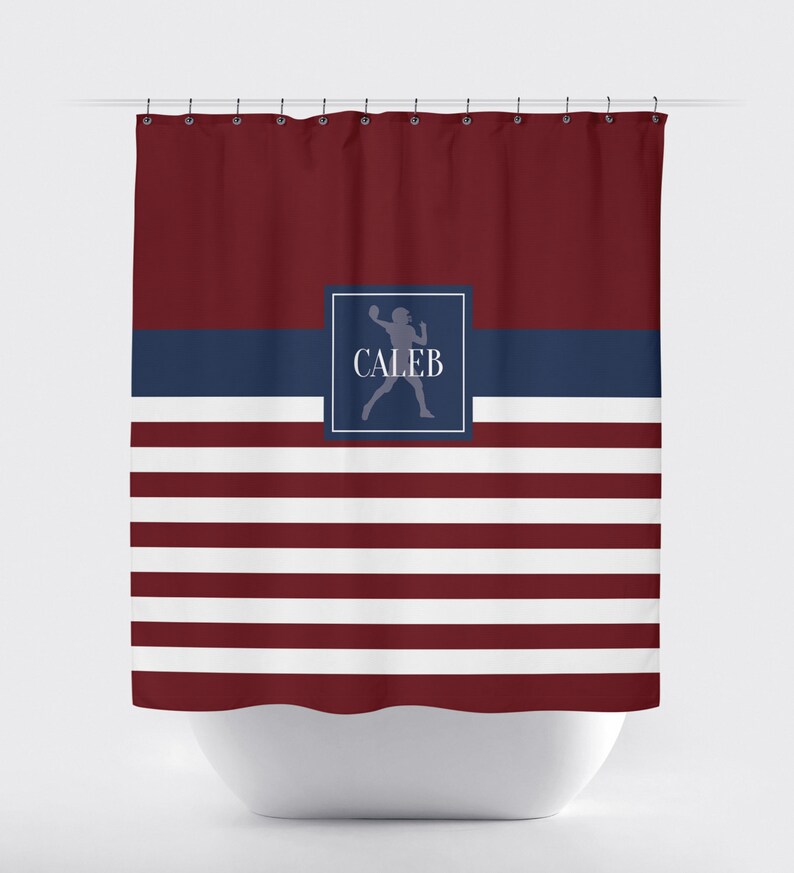 Boy's Football Shower Curtain Custom Football Bathroom Etsy