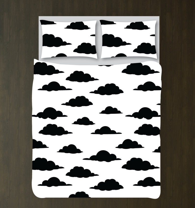 Custom Cloud Duvet Bedding Setwhite and Blackcustomize Etsy