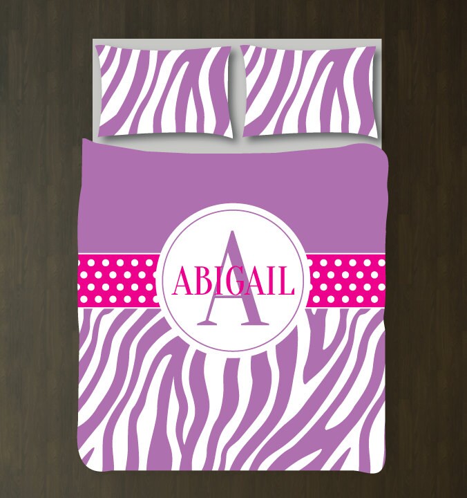 Zebra Print Duvet Cover W/shamsmonogrammed Namecustom Etsy