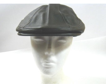 Dark Brown 100% Leather Newsboy Gatsby Golfing Beret Cabbie Applejack Cap Hat size S/M