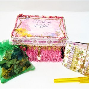 Handcrafted Personalized Vintage Jewelry Embellished Keepsake Trinket Jewelry Box w/Mini Journal + Potpourri Fun Birthday Thank You Gift