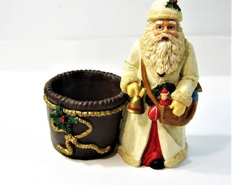 Santa Old St Nick style Ceramic small Planter or Candy Nut Dish 6.5 inch