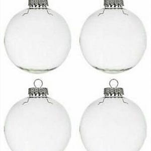 Set of 4 DIY Ornaments Clear Fillable Paintable  Christmas Tree Wedding Party Plastic Ornaments 60mm about 2.5 inch