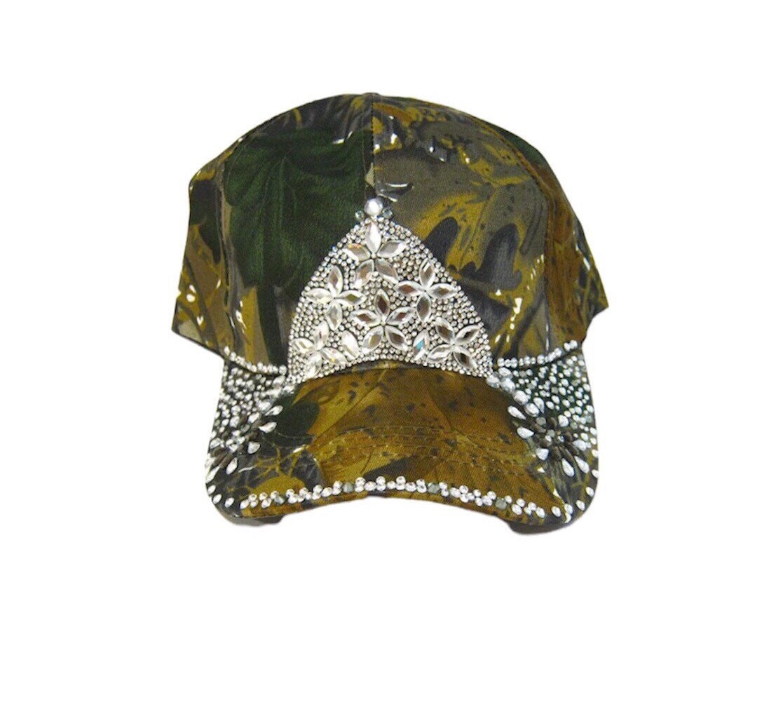 Genuine Hunting Sportswear Camo Rhinestone Beaded Hip Hop Streetwear Ladies Fashion Bling Baseball Cap Hat