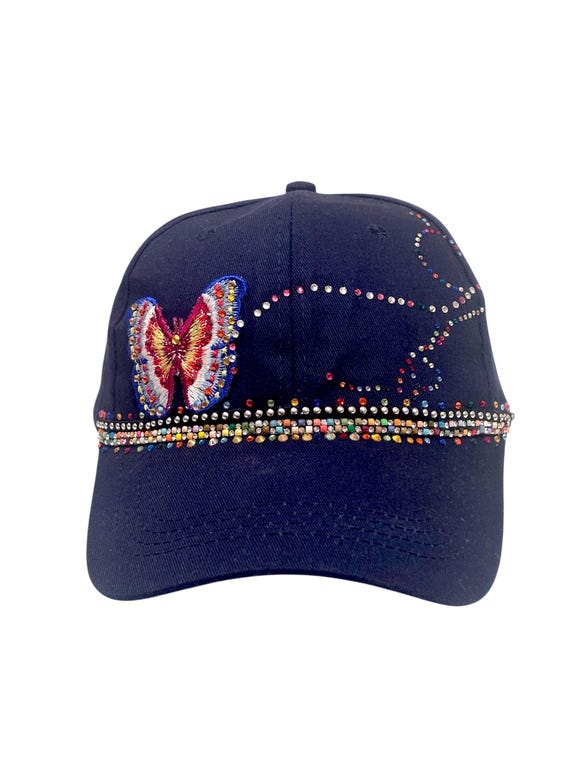 Navy Blue Ladies Bling Shiny Rhinestone Accented Streetwear 
