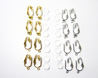 16pc CLIP ON EARRING Converter Kit- Change Pierced Earrings to Clip on + Comfort Cushion Pads