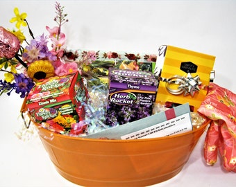Gift for Garden Lovers Seed Starter Gift Basket Birthday Thinking of You Thank you Mothers Day Fathers Day w/Chocolates + Edible Bouquet